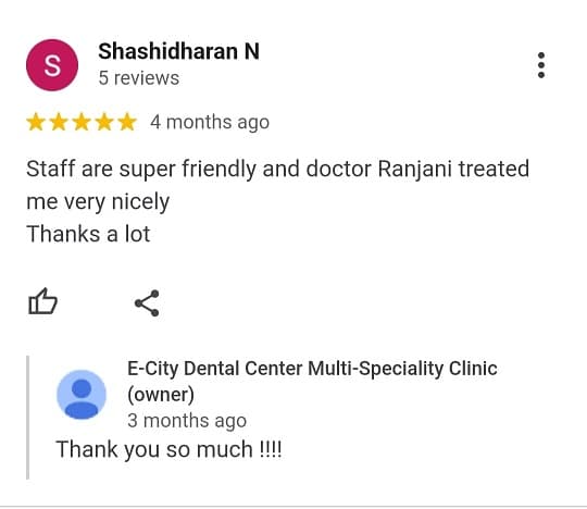 Patient review for V2 ECity Dental Center, Electronic City, Bengaluru