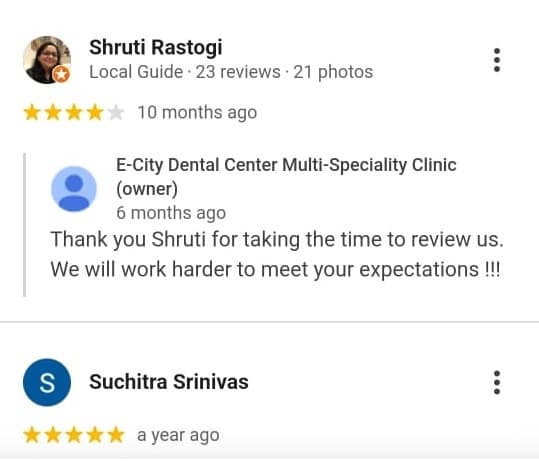 Patient review for V2 ECity Dental Center, Electronic City, Bengaluru