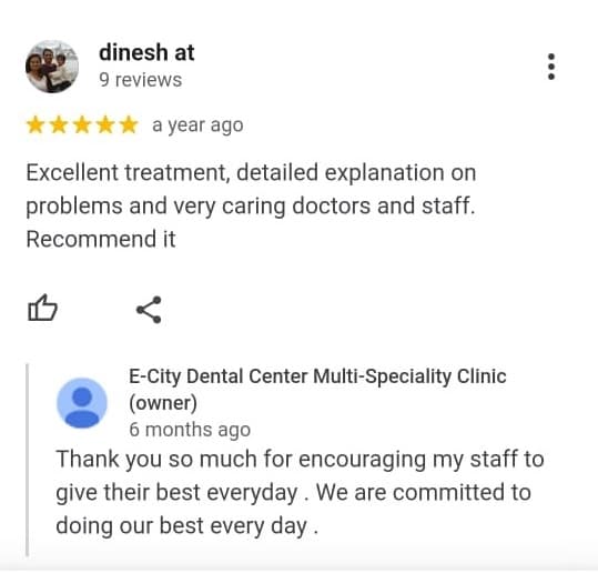 Patient review for V2 ECity Dental Center, Electronic City, Bengaluru