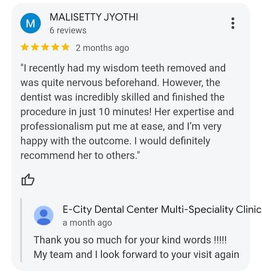Patient review for V2 ECity Dental Center, Electronic City, Bengaluru
