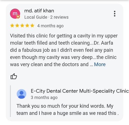 Patient review for V2 ECity Dental Center, Electronic City, Bengaluru